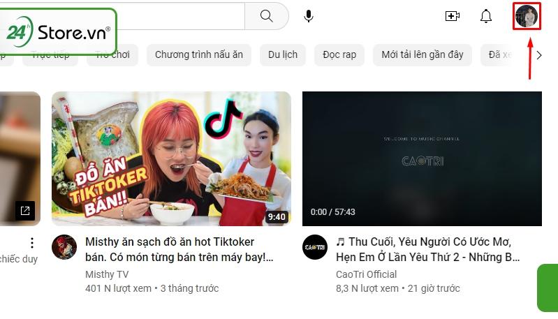 Vào tài khoản YouTube cá nhân