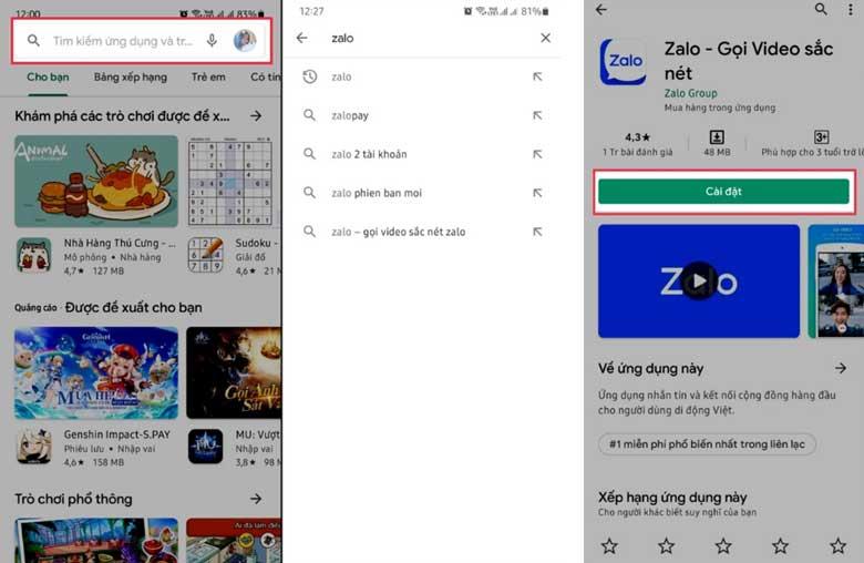 Cách cài đặt Zalo trên điện thoại Samsung: Bước 1