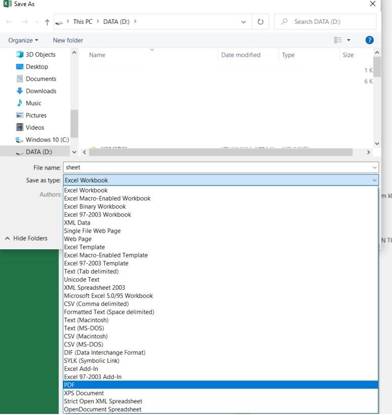 Chuyển Excel sang PDF trực tiếp từ ứng dụng Excel