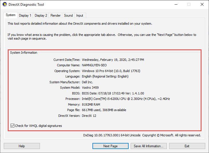 Kiểm tra cấu hình máy tính bằng DirectX - Hình 2