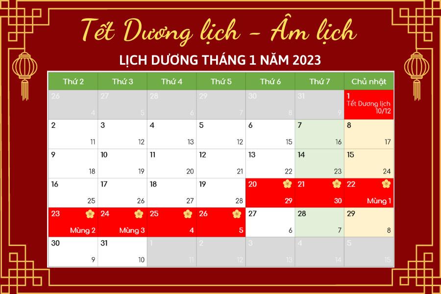 Lịch Tết 2023