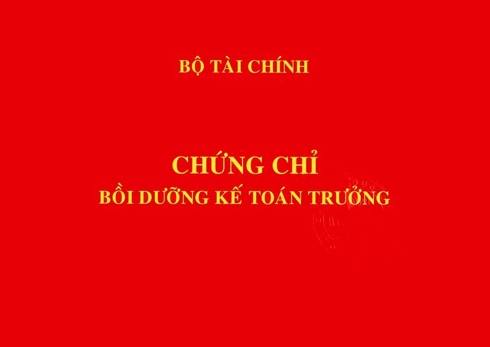 học kế toán trưởng chứng chỉ bộ tài chính