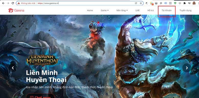 Cách đổi mật khẩu Garena không cần số điện thoại: Bước 1