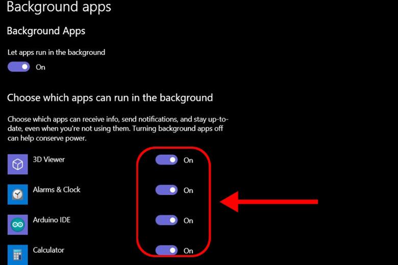 Cách tắt ứng dụng chạy ngầm trên laptop bằng Windows Settings