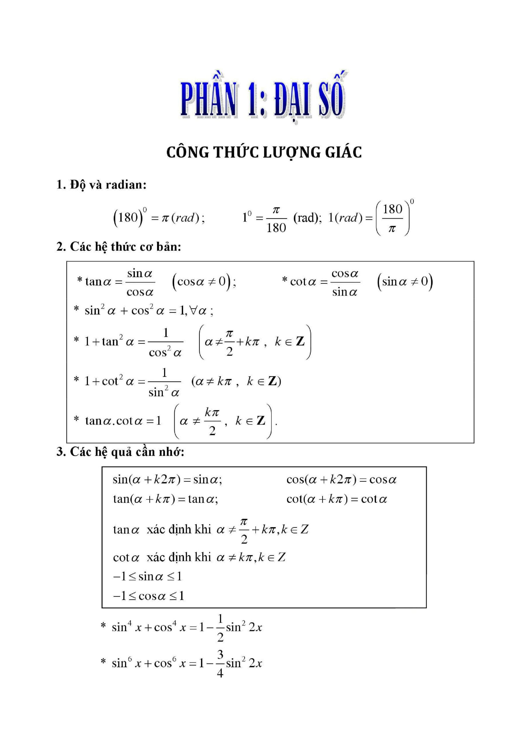 Tổng hợp kiến thức toán 11 cả Đại số và Hình học chương trình mới