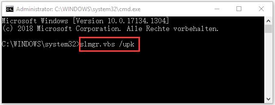 Befehl: slmgr.vbs /upk
