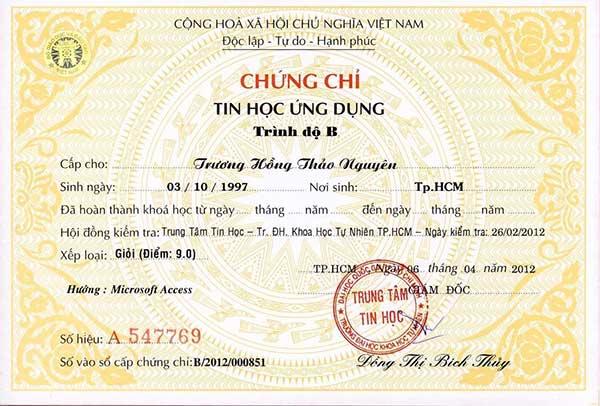 tin học văn phòng trình độ b