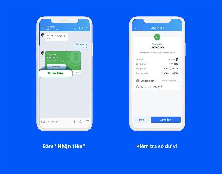 Đăng ký chuyển tiền qua điện thoại trong Zalo
