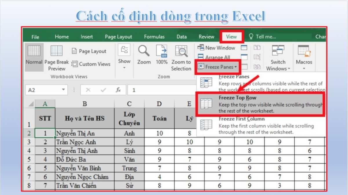 Hướng dẫn cách khóa dòng trong excel chi tiết và dễ hiểu nhất