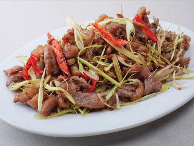 nấu da bò xào sả ớt