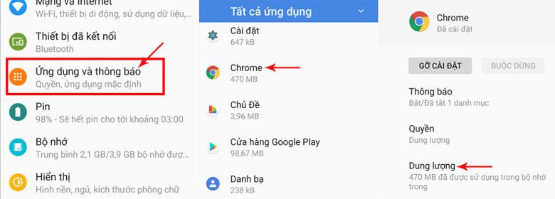 Cách xóa dữ liệu trên điện thoại Samsung: Xóa dữ liệu ứng dụng bước 2