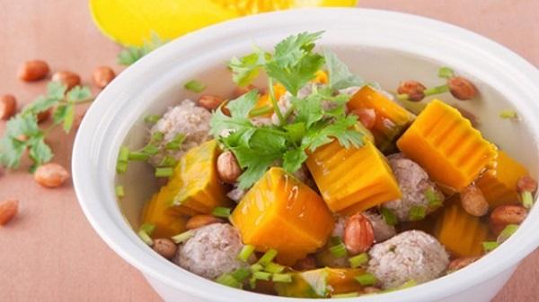 cách nấu canh bí đỏ đậu phộng