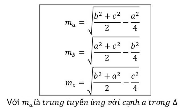 Công thức tính độ dài của đường trung tuyến