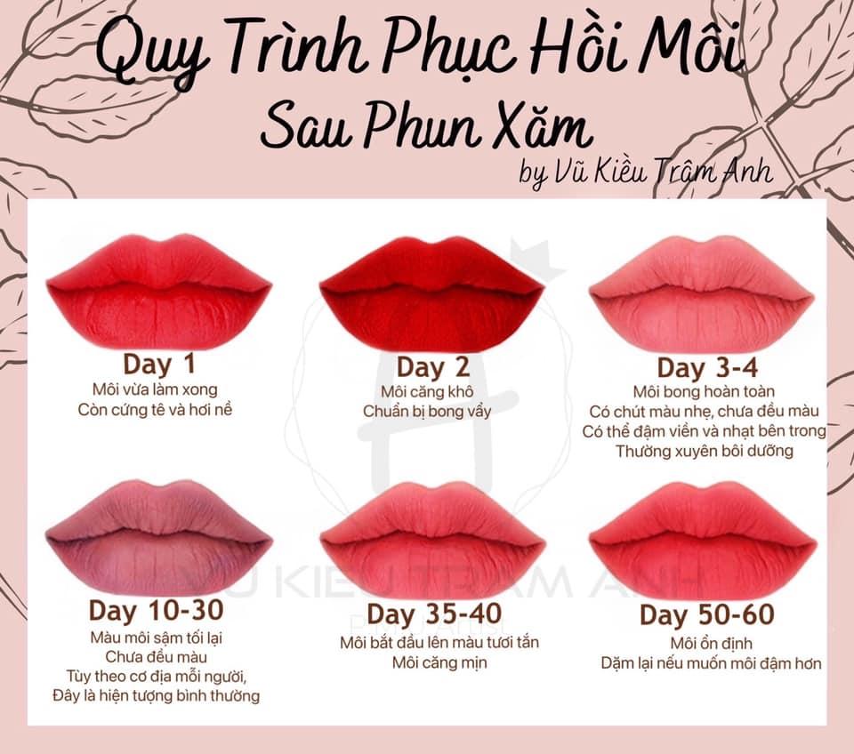 quy trình phục hồi môi sau phun xăm