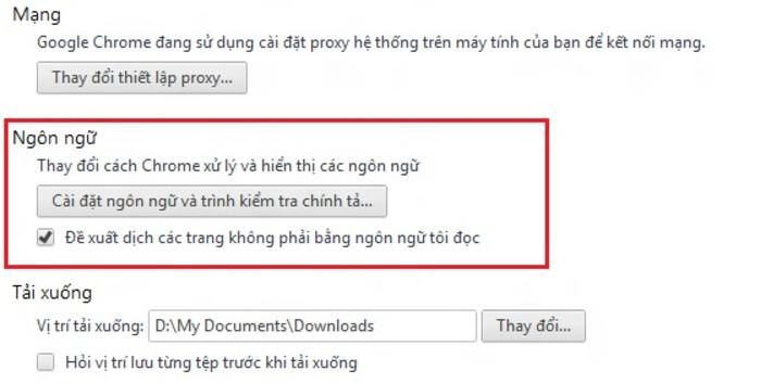 Tính năng dịch thuật cả trang web của Chrome