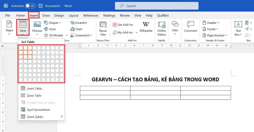 GEARVN - Cách tạo bảng tự động trong Word