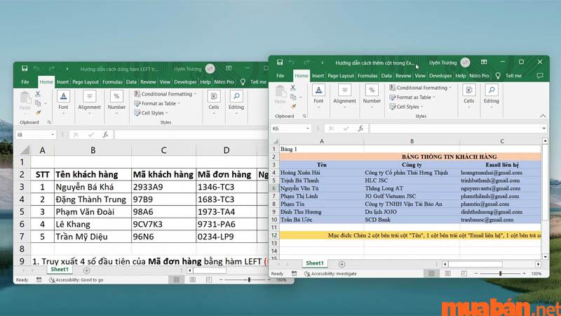 Bạn có thể thao tác dễ dàng cùng lúc trên 2 file Excel khác nhau