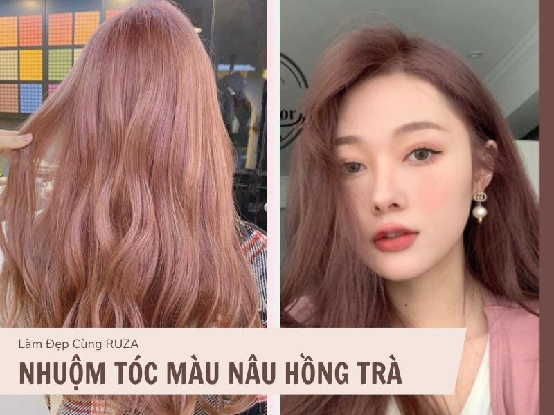 Nhuộm tóc màu nâu hồng trà