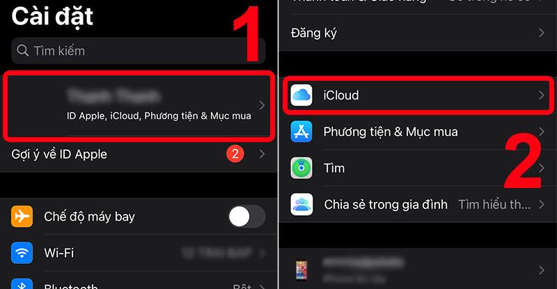 Vào iCloud