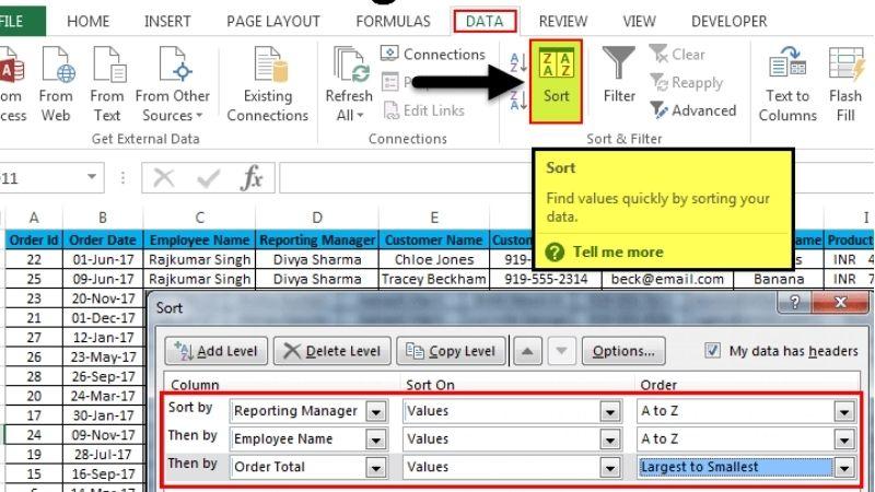 Hướng dẫn sắp xếp trong Excel: Cách sử dụng chức năng Sort