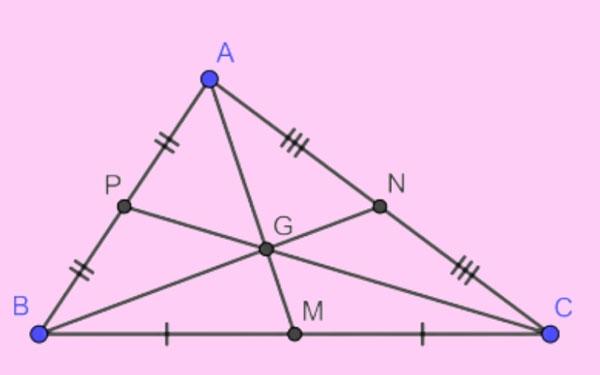 left{begin{array}{l}x_G=frac{x_A+x_B+x_C}{3}  y_G=frac{y_A+y_B+y_C}{3}end{array}right.