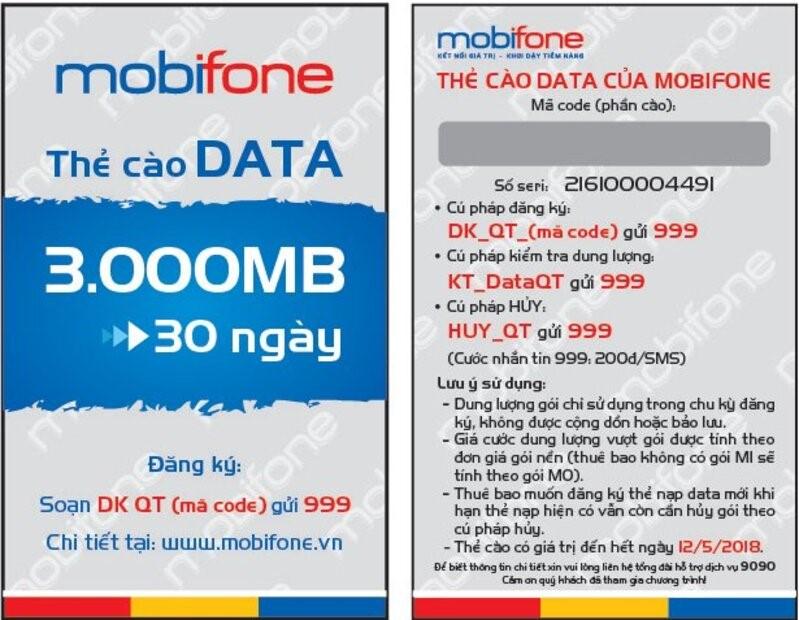 cách nạp 4G MobiFone 1 tháng