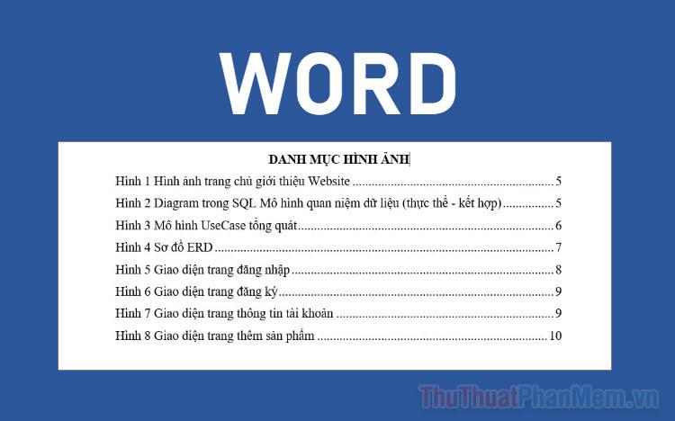 Bí quyết tạo danh mục hình ảnh tự động trong Word