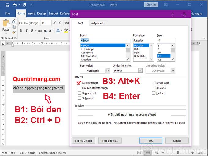 Cách gạch ngang chữ trong Word, v̶i̶ế̶t̶ ̶c̶h̶ữ̶ ̶g̶ạ̶c̶h̶ ̶n̶g̶a̶n̶g̶ trong Word và Excel - Ảnh minh hoạ 2
