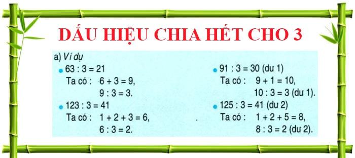 Ví dụ về dấu hiệu chia hết cho 3. (Ảnh: Sưu tầm internet)